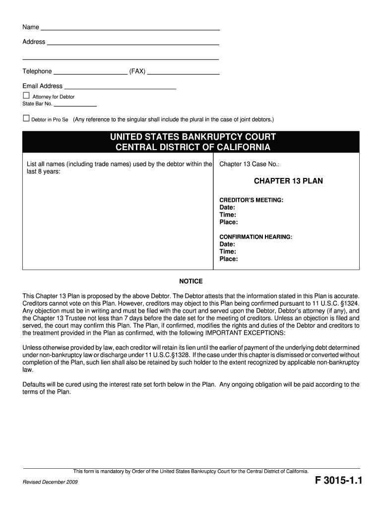 This form is mandatory by Order of the United States Bankruptcy Preview on Page 1