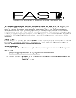 Grant Application - FAST - fastwalkingshowhorse