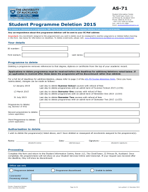 Student Programme Deletion Form