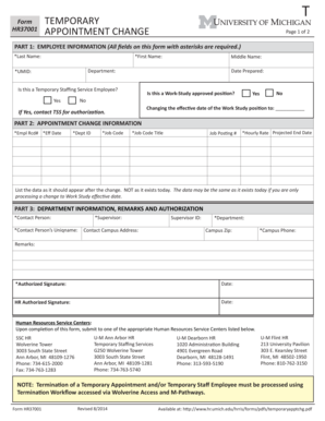 University of Michigan Temporary Appointment Change Form