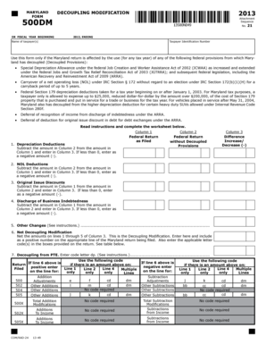 Maryland Decoupling Modification 2013 Form