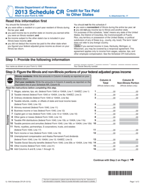 Illinois Schedule CR Tax Form