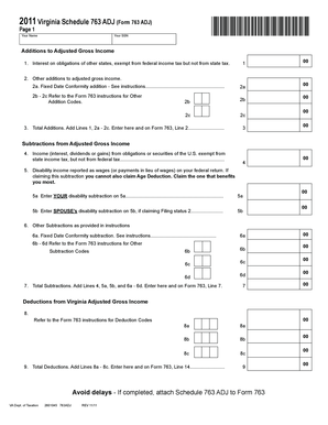 2011 Virginia Schedule 763 ADJ
