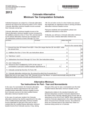 Colorado Alternative Minimum Tax Computation Schedule