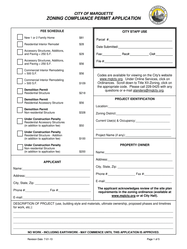 ZONING COMPLIANCE PERMIT APPLICATION - mqtcty Preview on Page 1