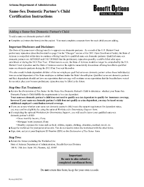 Arizona Same-Sex Domestic Partner's Child Certification