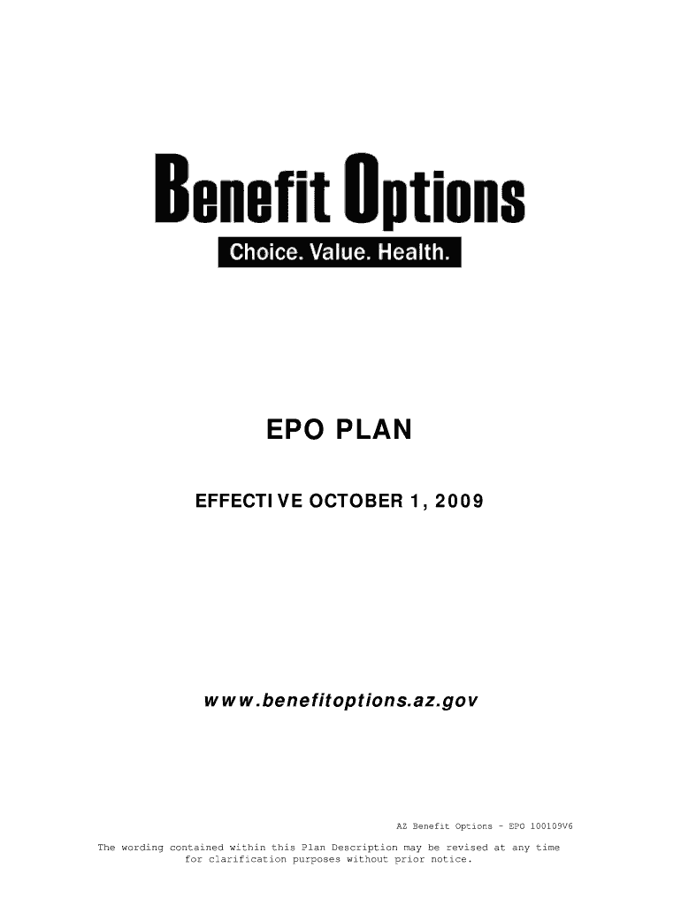 EPO PLAN Arizona Department of Administration, Benefit Services