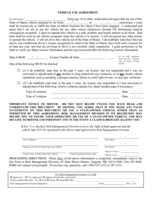 Vehicle Use Agreement