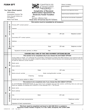 Comptroller of maryland form eft
