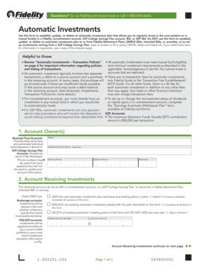 Fidelity Automatic Investment Form