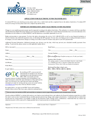 Kentucky EFT Application Form