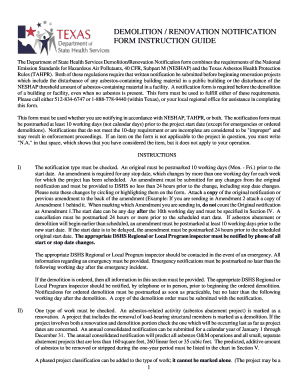 Texas Demolition/Renovation Notification Form