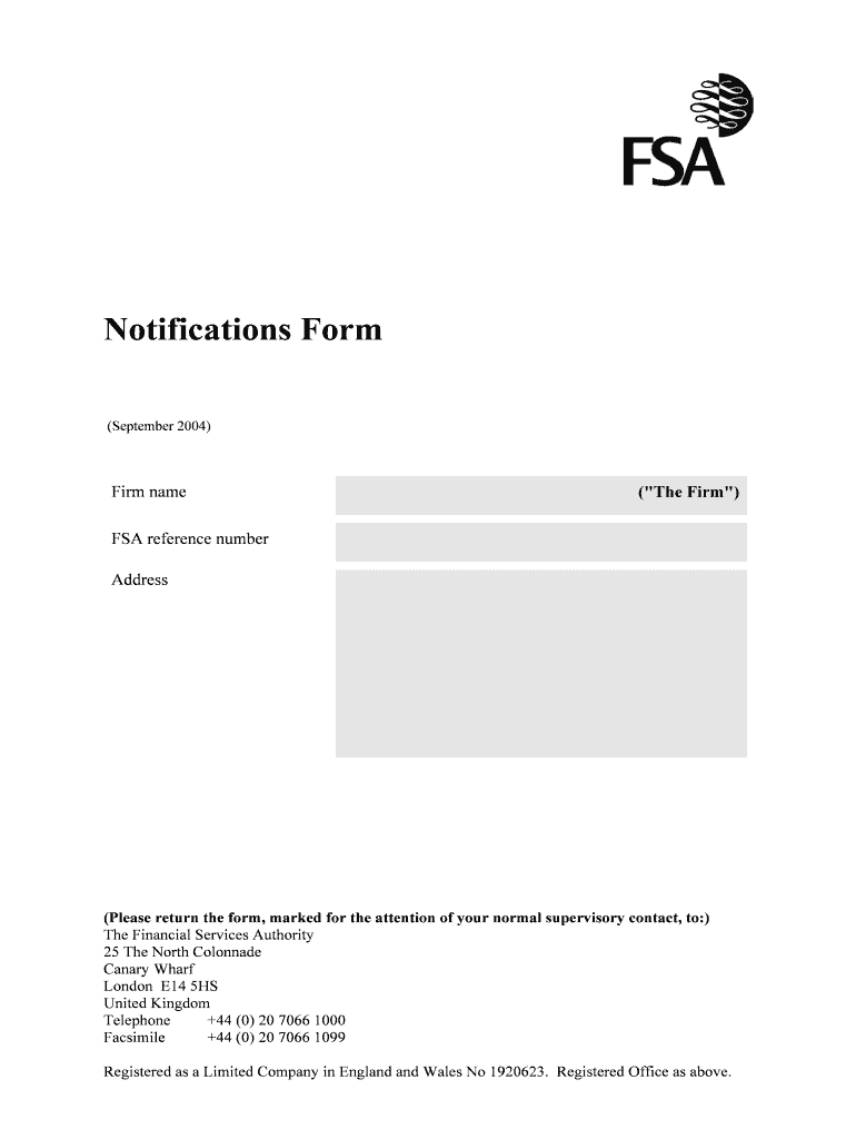 Fillable Online fsa gov Notification Form - Financial Services ...