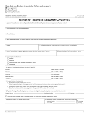 Section 1011 Provider Enrollment Application
