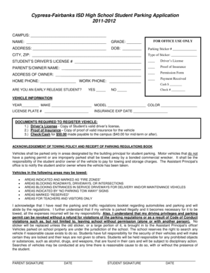 Cypress-Fairbanks ISD High School Student Parking Application