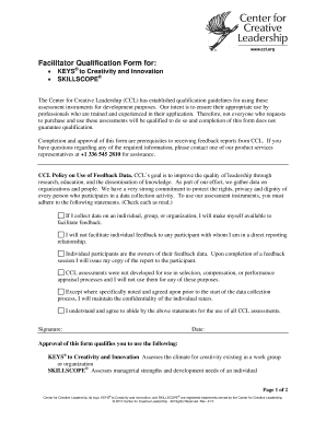 Facilitator Qualification Form - Center for Creative Leadership