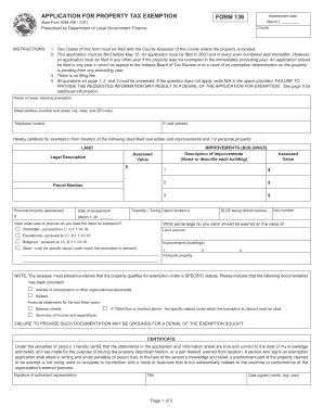 APPLICATION FOR PROPERTY TAX EXEMPTION FORM 136