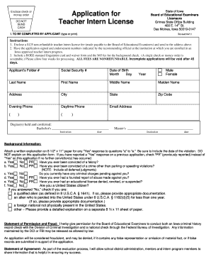 Iowa Teacher Intern License Application