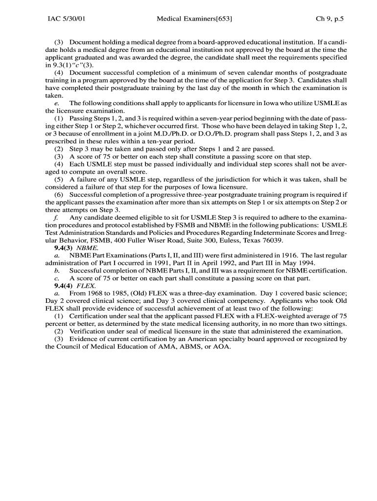 Ch 9, p 5 Medical Examiners 653 IAC 5 30 01 (3) Document holding - legis iowa Preview on Page 1