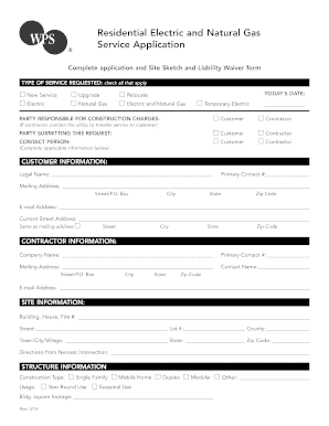 Residential Electric and Natural Gas Service Application