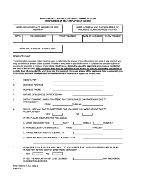 New York No-Fault Insurance Verification Form