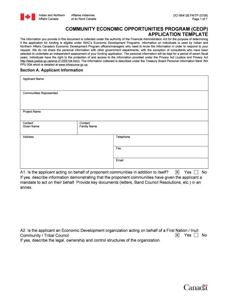 (ceop) application template - Federation of Saskatchewan Indian Preview on Page 1