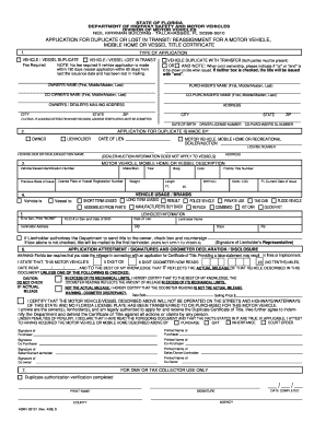 Florida Duplicate Vehicle Title Application