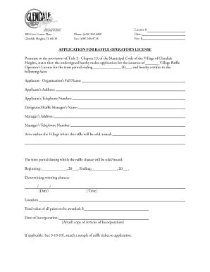 Raffle Operators License Application - Village of Glendale Heights - glendaleheights