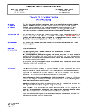 Texas CPA Transfer of Credit Form