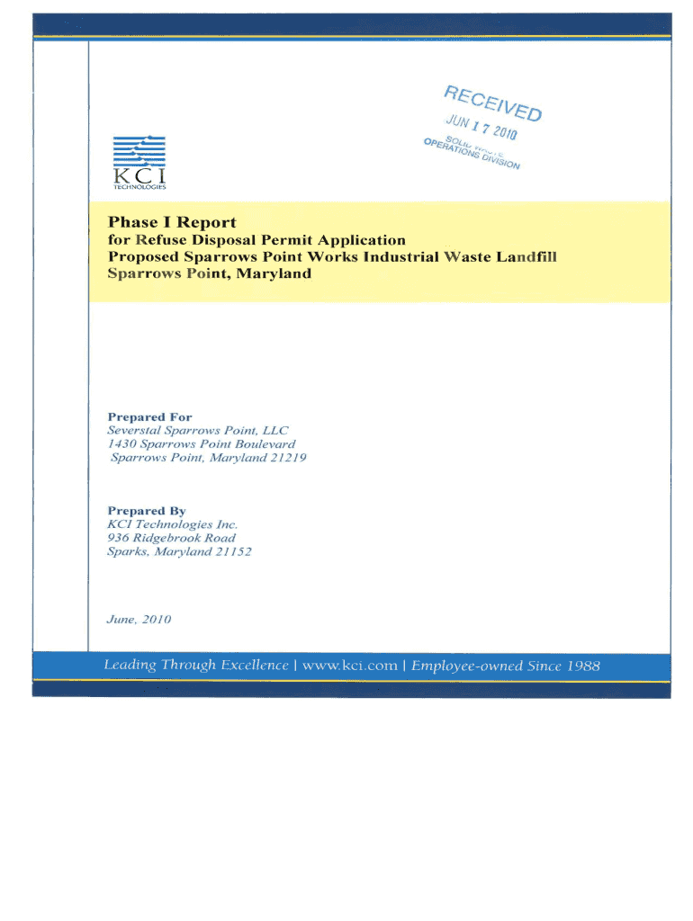 Phase I Report - Maryland Department of the Environment - mde state md Preview on Page 1