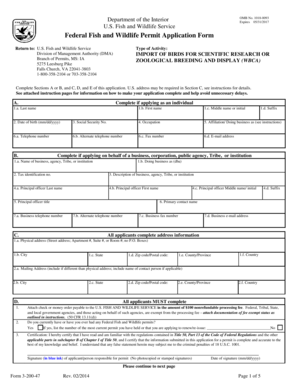 US Fish and Wildlife Permit Application Form