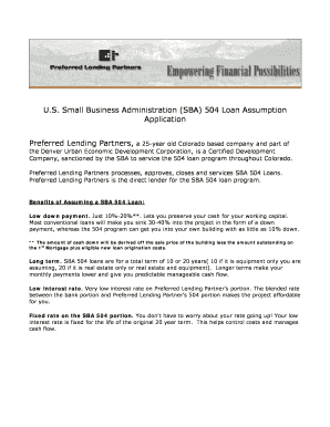 SBA 504 Loan Assumption Application