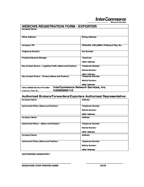 webcws registration from form