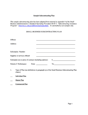 Sample Subcontracting Plan