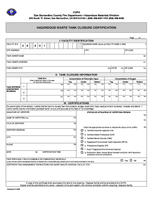 UST Hazardous Waste Tank Closure Certification Form - sbcfire