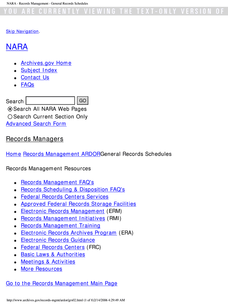 NARA - Records Management - General Records Schedules - sedm Preview on Page 1