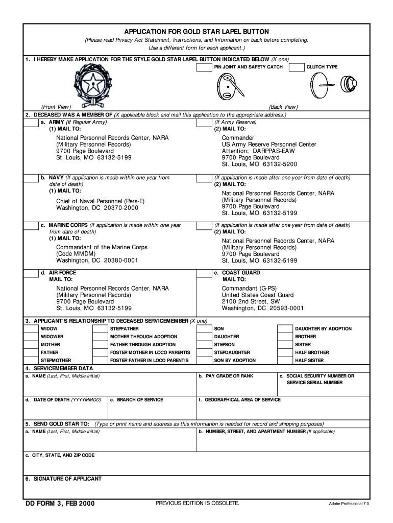 Dd Form 3 Fill Online Printable Fillable Blank PdfFiller