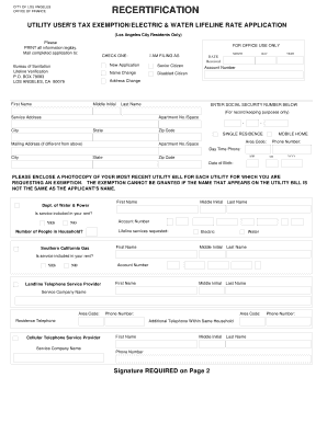 Los Angeles Utility Tax Exemption Application
