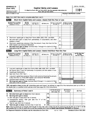 Schedule D Form 1041 Capital Gains and Losses