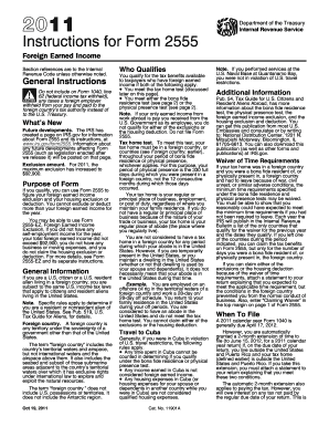 Instructions for Form 2555 (2011)