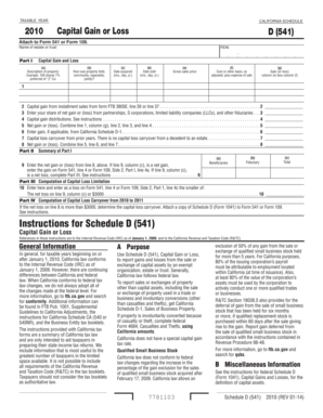 California Schedule D 541 2010