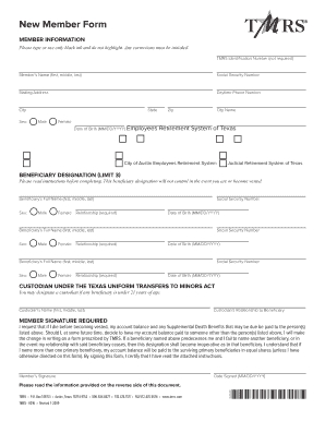 Texas Municipal Retirement System New Member Form