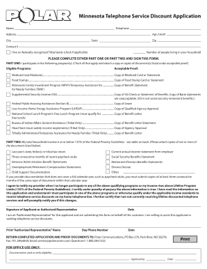 Minnesota Telephone Service Discount Application
