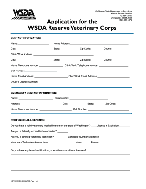 reserve veterinary corps wsda