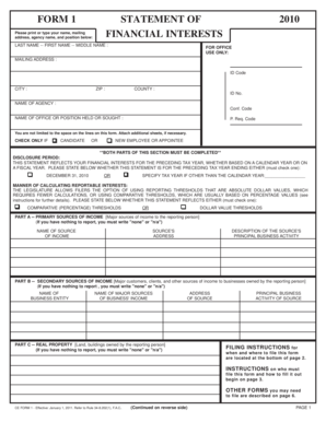 Florida Financial Interest Statement Form 1