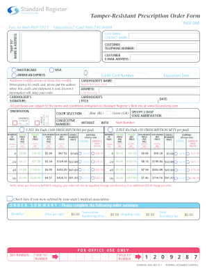 Tamper-Resistant Prescription Order Form