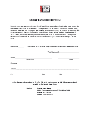Guest Pass Order Form