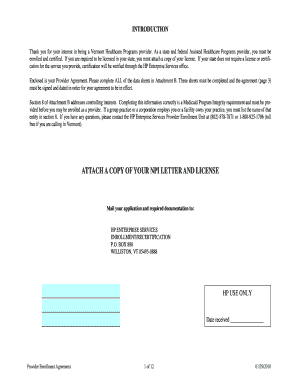 Vermont Healthcare Provider Enrollment Agreement