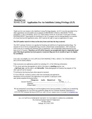 AKC Indefinite Listing Privilege Application
