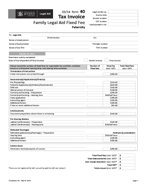 Legal Aid Tax Invoice Template